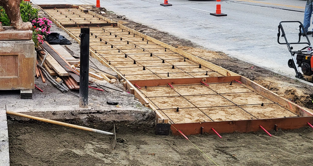 Rebar has been installed and area is ready for concrete pouring.